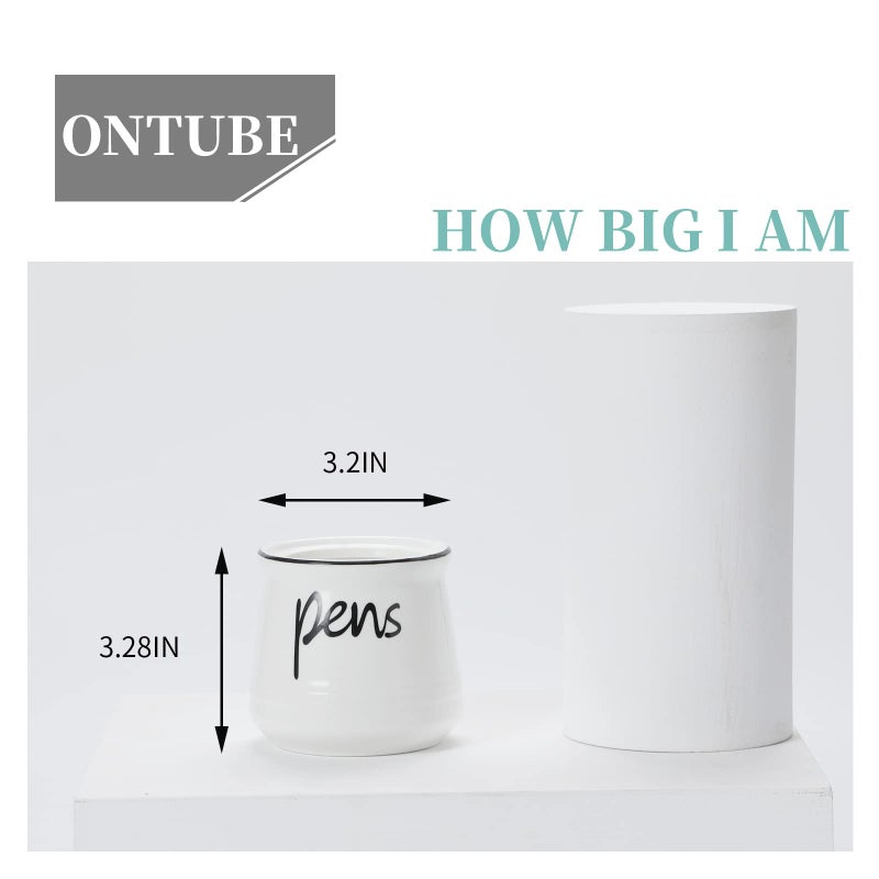 ONTUBE Porcelain Pens Holder Stand,Ceramic Pencils Holder (White) - Image 4